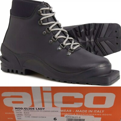 Alico Womens MOD Glide Nordic Norm Telemark Ski Boots Leather 3-Pin 75mm Size 6