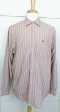 Nautica Dress Shirt Mens Size 34/35 Brown Beige Stripes Button Down Collar