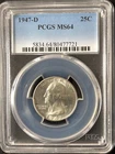 1947-D 25C Washington Quarter Dollar PCGS MS64   80477721