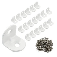 20Pcs 90 Degree Iron L Bracket White Joint Right Angle Bracket 19 x 19 x 1.5 ...