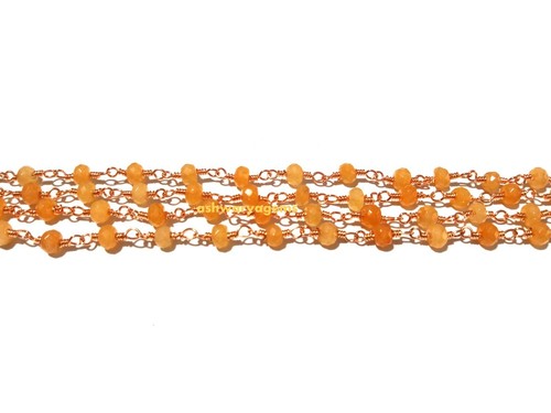 Fanta perle di calcedonio 4-4,5 mm rosario catena di perline placcata oro ros... - Foto 3 di 5