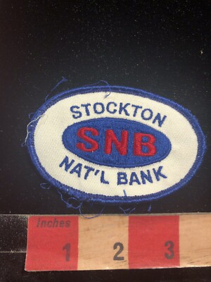 Vintage SNB STOCKTON NATIONAL BANK Advertising Patch 89H5
