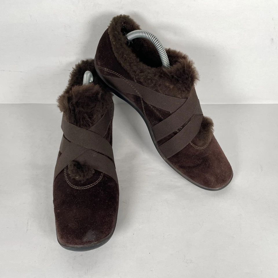 Zapatillas Stuart Weitzman para mujer talla 6M marrón gamuza piel sintética forradas zapatos sin cordones Foto 2 de 4