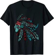 NEW LIMITED Native American Indian Chief Headdress Design Gift Tee T-Shirt S-3XL