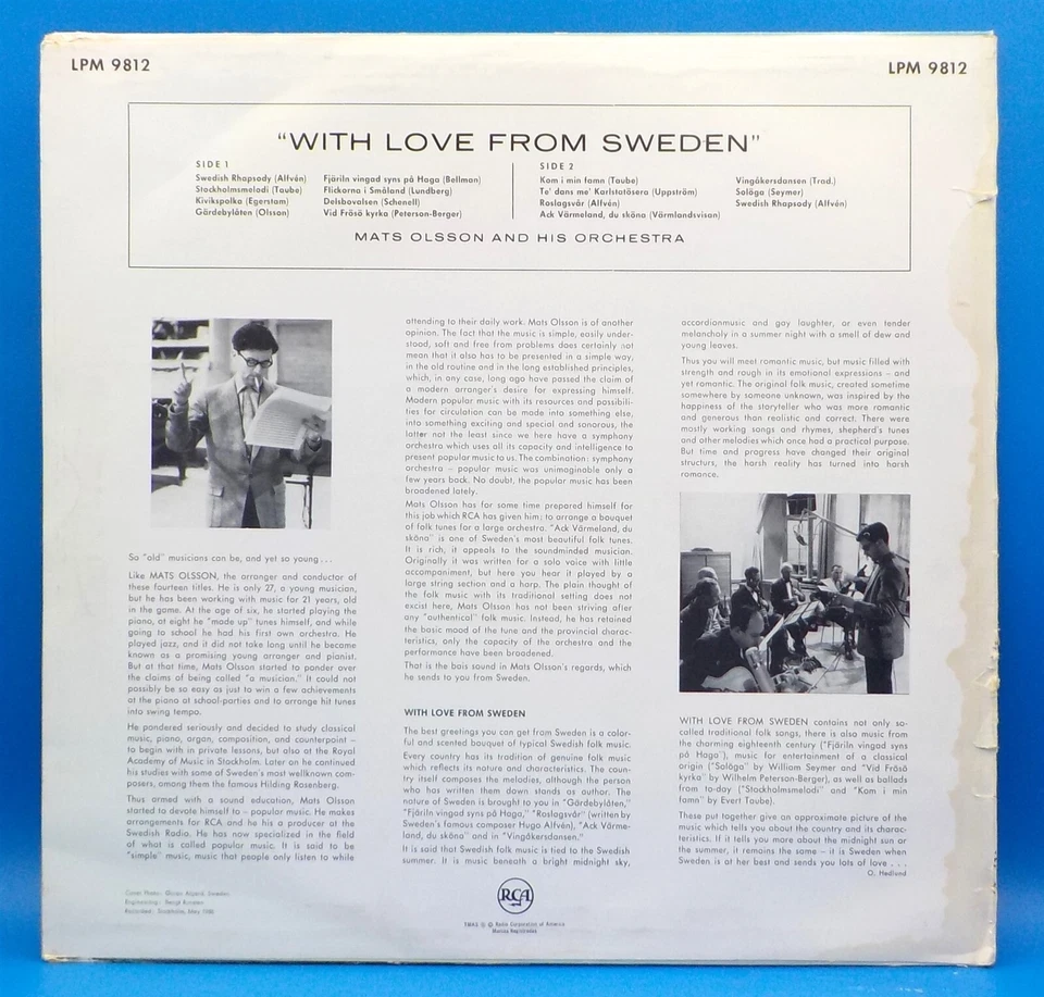 Mats Olsson Orchestra LP With Love From Sweden BX4C - Image 2 of 3