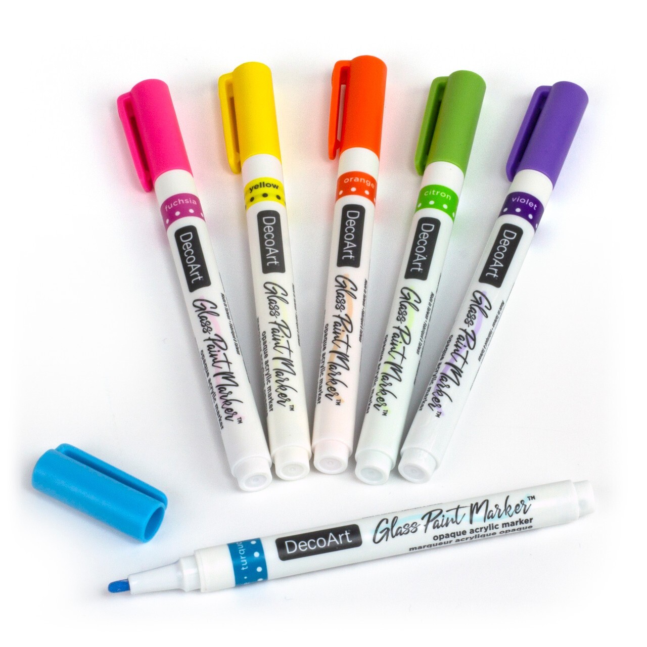 DecoArt BRIGHTS Glass Paint Markers 1 mm Point Set of 6 DGPMK71 Brand NEW!
