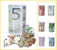 Spardose-5-Euro-Banknote-Metall-Blech-Sparschwein-SparbÜChse-15X10Cm