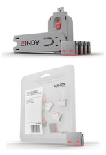 Lindy USB Port Blocker Pack of 4 with Key - 10 Pack Expansion Available Pink