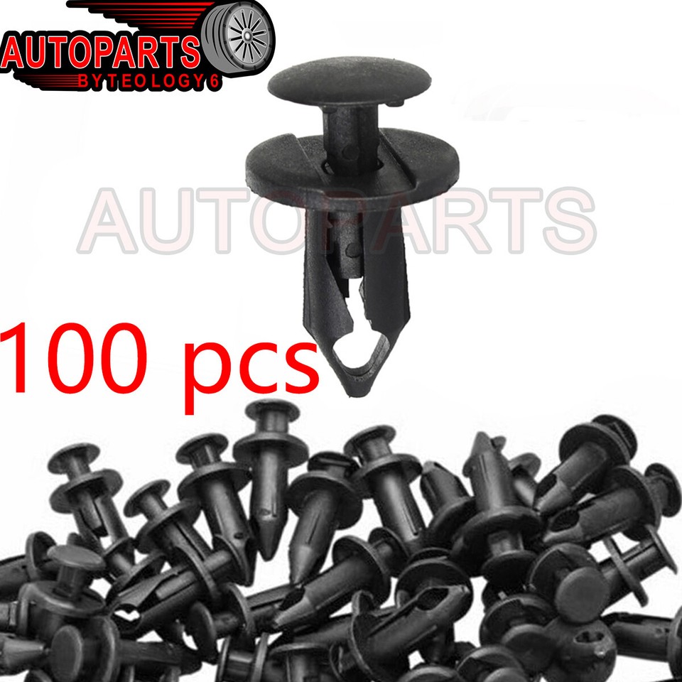 Car Parts 100x 8mm Bumper Clips - Auto Car Plastic Rivets Fasteners For Fender, Trim, Splash Guard Plastic Fenders Fenders - Foto 2