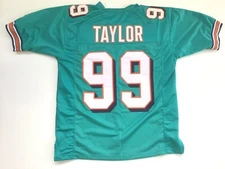 UNSIGNED CUSTOM Sewn Stitched Jason Taylor Teal Jersey - M, L, XL, 2XL