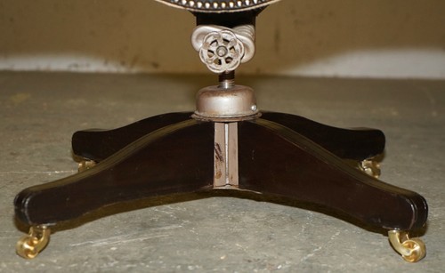 ANTIQUE HILLCREST GODFATHER BROWN LEATHER CHESTERFIELD DIRECTORS CAPTAINS CHAIR - Picture 11 of 22
