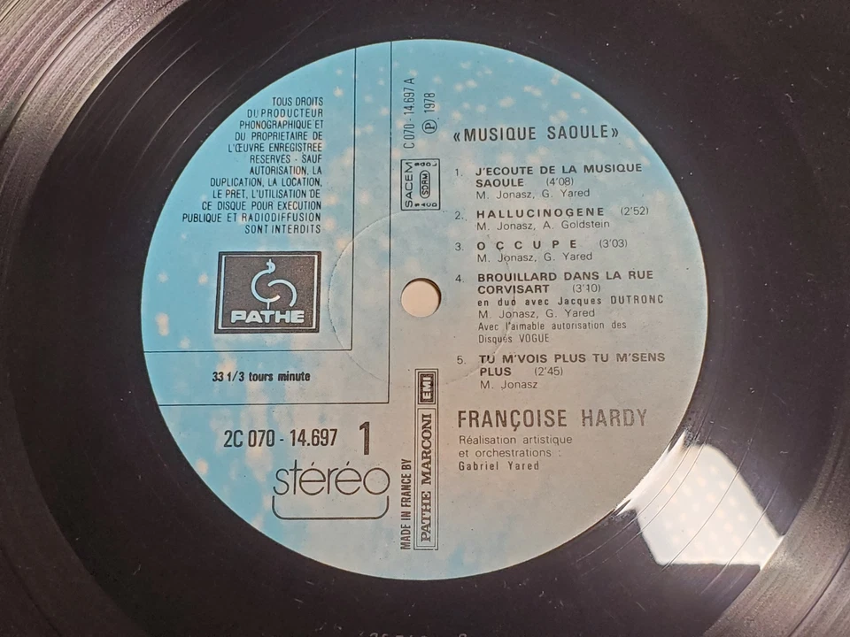Françoise Hardy Musique Saoule Vinyl LP France Import 1978 2C 070-14.697 Path... - Image 3 of 4