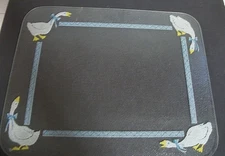 White Goose Geese Blue Ribbon Glass Cutting Board Counter Saver Cottage Decor