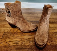 Lucchese Leather Ankle Boots Women 10B Catalina Western Brown Floral