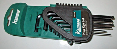 Kamasa 7-teiliges Sechskant-Inbusschlüssel-Set 1,27 mm - 5 mm im Halter, Kugelkopf.