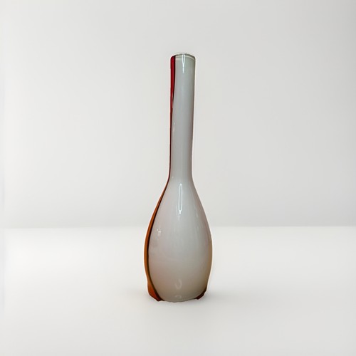 Mid Century Vintage Murano Castelini Style Lrg Glass Vase Red Orange Black White - Picture 5 of 7