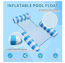 Blue Striped Water Hammock Recliner Inflatable Float Swimming Mattress Pool Toys