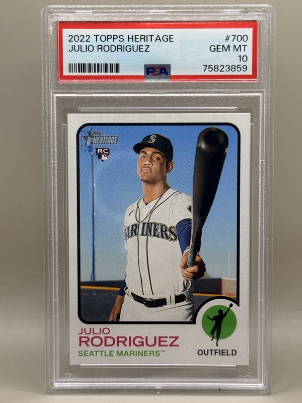 2022 Topps Heritage Rookie Card Julio Rodriguez RC #700 PSA 10 GEM MINT