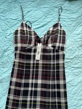 Alice + Olivia Spaghetti Strap Black And White Plaid Dress. NWT. Size 4