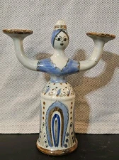 El Palomar Tonala Pottery Ken Edwards Woman Centerpiece Candelabra Signed XLNT