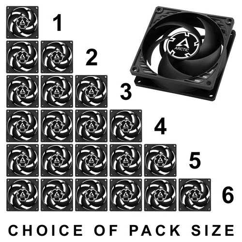 Arctic P8 80mm PC Case Fan 3000 RPM 23.4 CFM 0.3 Sone 12V 3-Pin ACFAN00147A Pack
