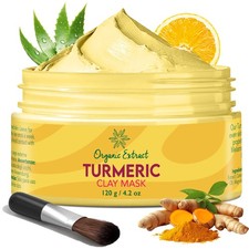Turmeric Face Mask   4.2 fl oz / 120g   Vitamin C Brightening Clay Mask for F...