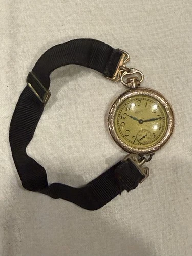 ANTIQUE LADIES ELGIN OPEN FACE POCKET /WRIST WATCH  GOLD FILLED