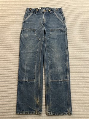 Carhartt B07 DNM Double Knee Denim Carpenter Dungaree Jeans 32x31 Faded