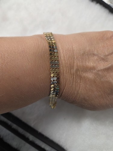 vtg gold silver tone mesh bracelet