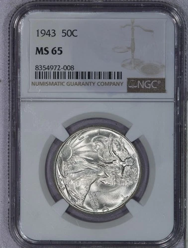 1943 Walking Liberty Half Dollar 50C NGC MS65