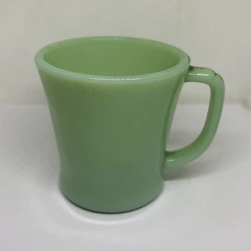 Vintage Fire King Jadeite Green Jade D Handle Coffee Mug Cup Oven Ware Glass
