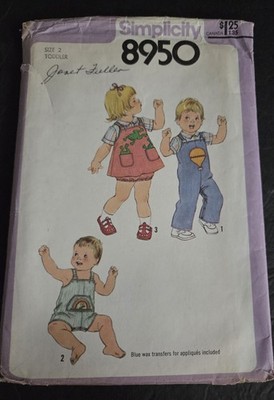 Vtg 1979 Simplicity 8950 Toddler Overalls Jumper Shirt Pattern Size 2 UNUSED...