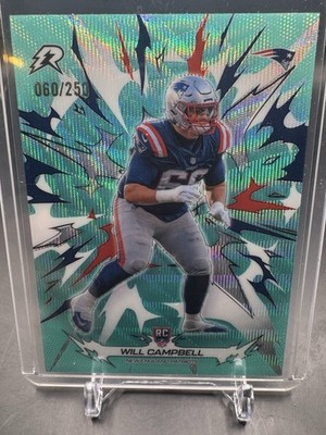 2025 Topps Resurgence Will Campbell Aqua Surge Auto 060/250 RC #160 Patriots