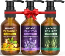 Massage Oil for Massage Therapy, 3pck Body Massage Oil Gifts Set, 10.5oz, Arnica