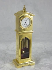 Vintage Quartex quartz gold tone miniature Grandfathers Clock new battery runs