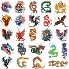 60 Pcs Dragon Temporary Tattoos for Boys Kids Gift Party Favors 10 Sheets Drag