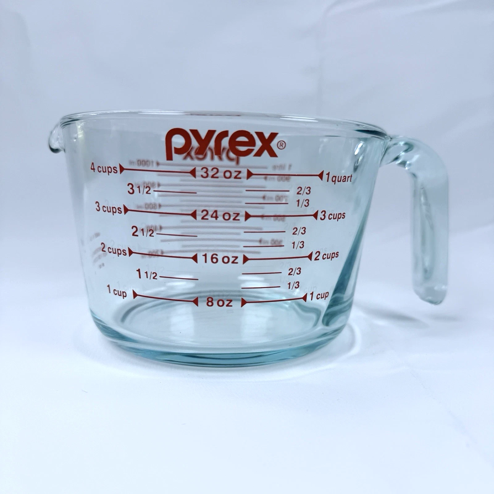 Pyrex Measuring 4 Cup 32 Oz Glass, Clear, Red. 1 litre/1000ml