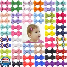 60Pcs Baby Girl Hair Bows 1.6 inch Mini Tiny Small Fully Lined Cl