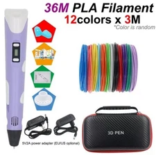 Kids 3d Printing Pen with Travel Case – Diy Drawing Pen + Pla Filament Gift Set