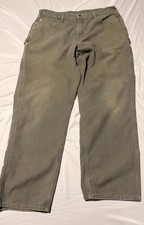 Carhartt Loose Fit Workwear Pants Gray Cotton Canvas Cargo Pocket Button Zip