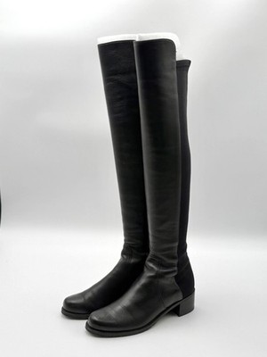 Stuart Weitzman 5050 Over-the-Knee Boots   Black Nappa Leather Stretch Back 4.5