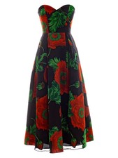 Dress The Population Maisy Poppy Fit & Flare Cocktail Black & Red Size M
