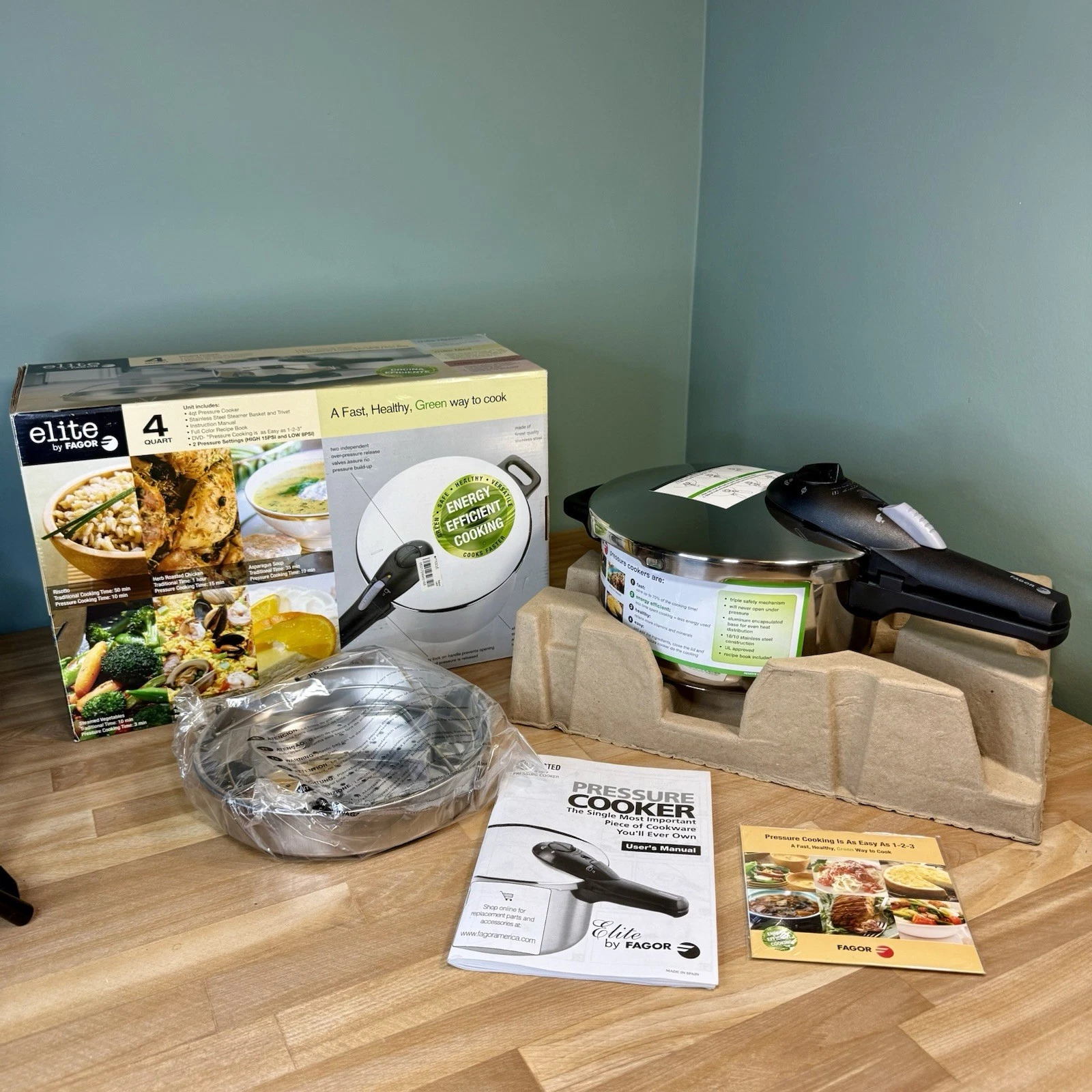 NEW Fagor Elite Pressure Cooker Stainless Steel 4 Quarts Gas Induction Electric
Opens in a new windo