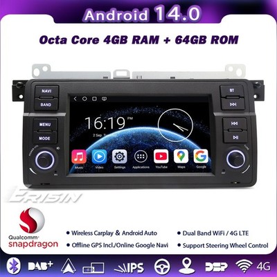 Qualcomm 64G Android 14 Car Stereo GPS Sat Nav IPS 4G for BMW 3 Series E46 Rover 75 MG ZT