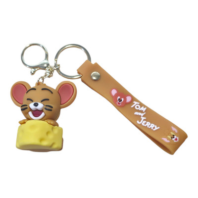 Jerry Mouse with Cheese 3D Keychain Tom and Jerry Bag Purse Zipper Charm New
