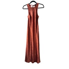 Homecoming House of Harlow 1960 Crinkle Satin Maxi Dress XS Copper Racerback