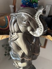 Elephant Accent Lamp Pierced Ceramic Gray Desk Table Nightlight Tested Works
