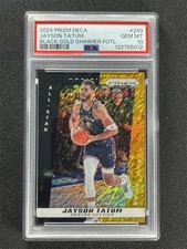 2024-25 Panini Prizm Deca Jayson Tatum All-Star Black Gold Shimmer FOTL 3/8 PSA
