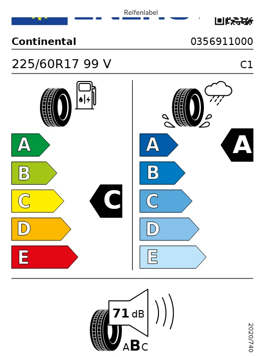 1x 225/60 R17 99V Sommer Reifen Continental Premium Contact 5 Demontage - Bild 3 von 3