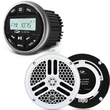 Boat Radio Gauge Style Stereo Marine Bluetooth Headunit and 6.5'' 240W Speakers
